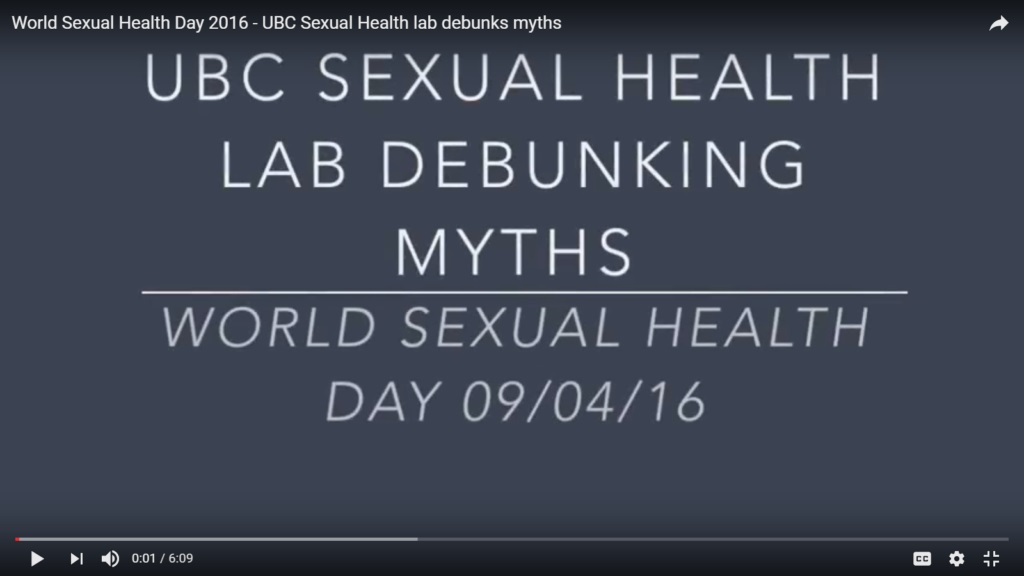 UBC Sexual Health Lab Debunks Myths: World Sexual Health Day 09/04/16